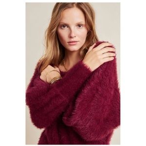 By Anthropologie Ember Eyelash sweater in wine size XS